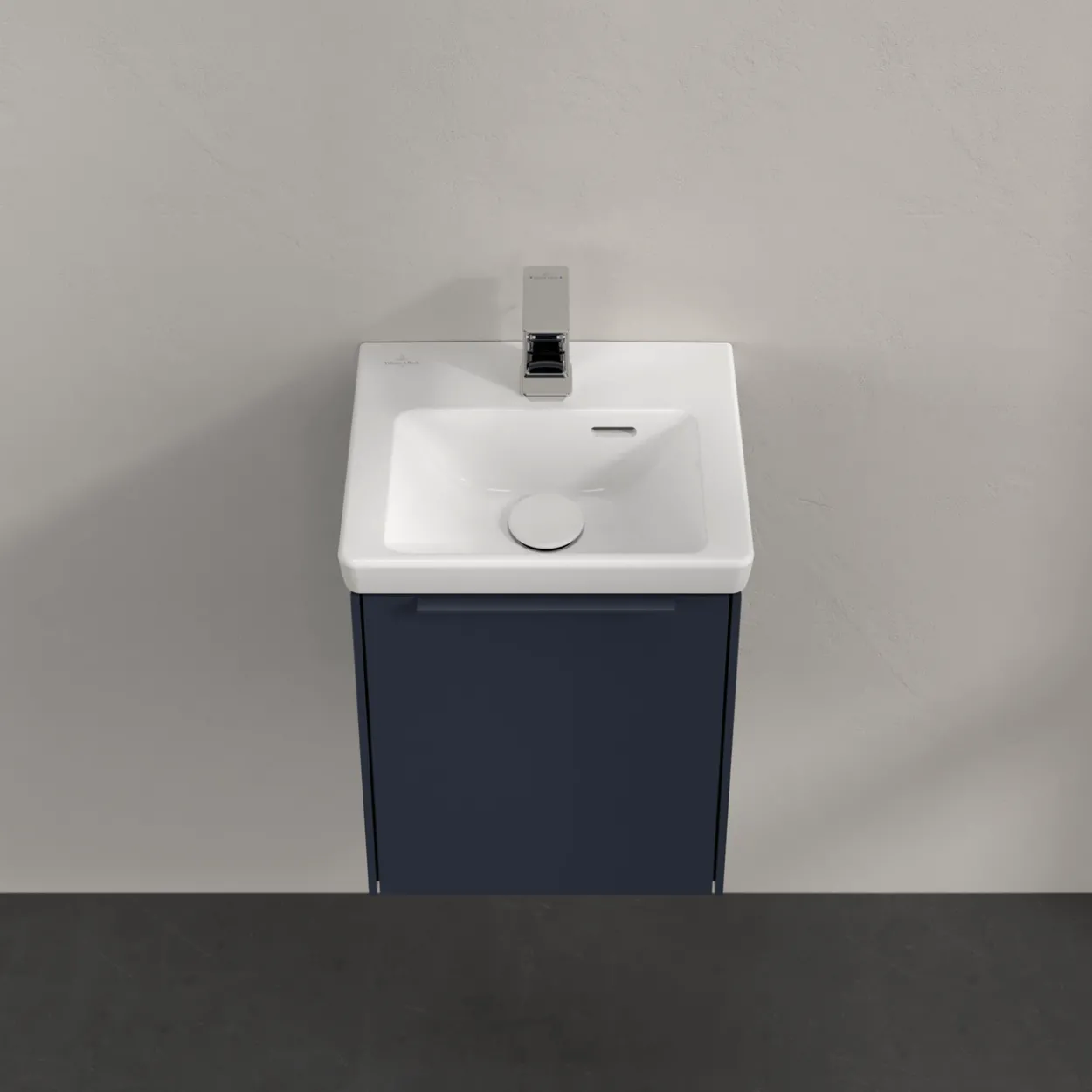 V&b subway 3.0 servantskap 35x42 venstre marine blue håndtak i møbelets farge