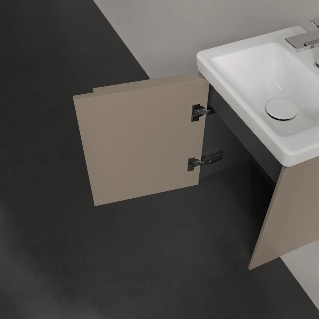V&b subway 3.0 servantskap 35x42 venstre taupe håndtak i møbelets farge