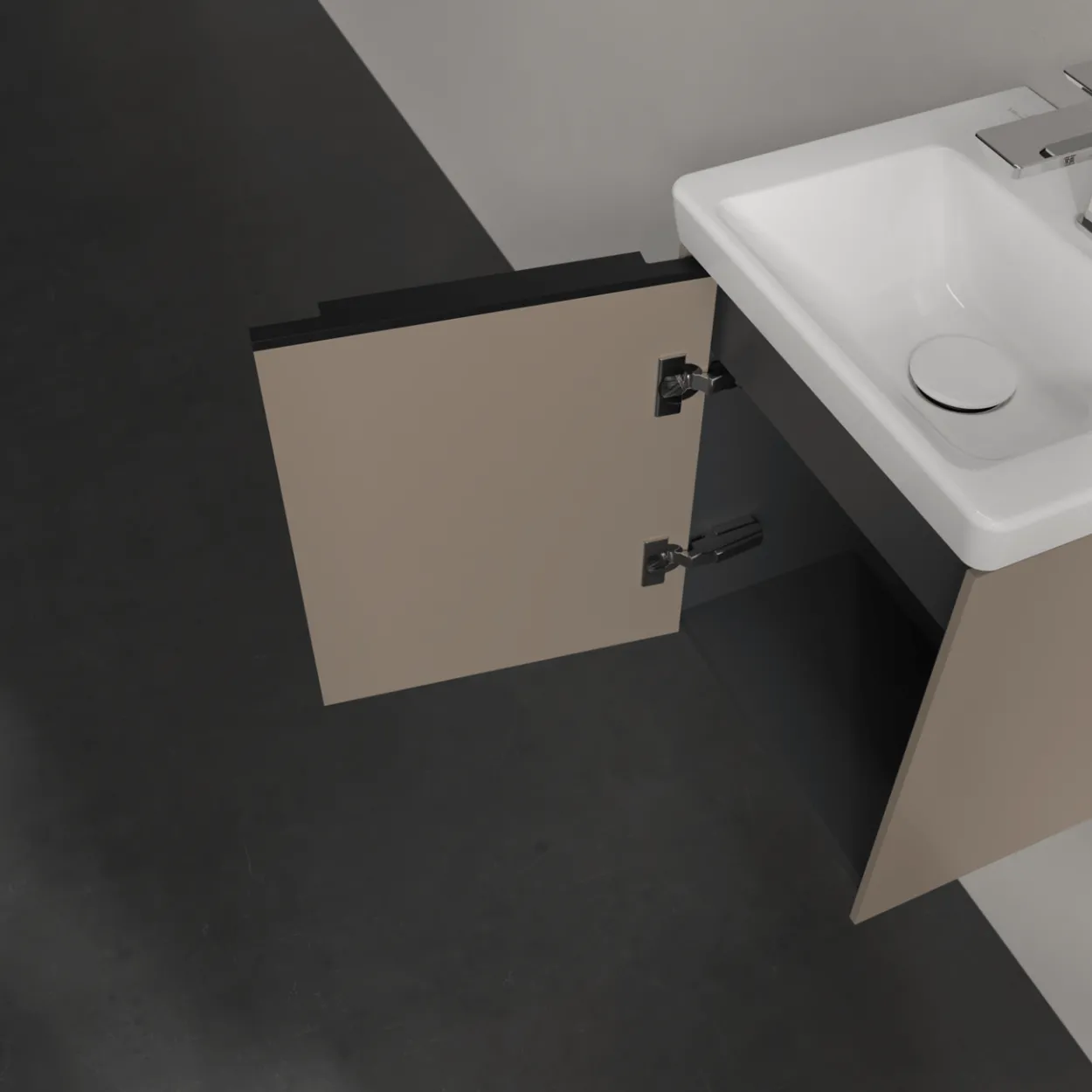 V&b subway 3.0 servantskap 35x42 venstre taupe håndtak i volcano black