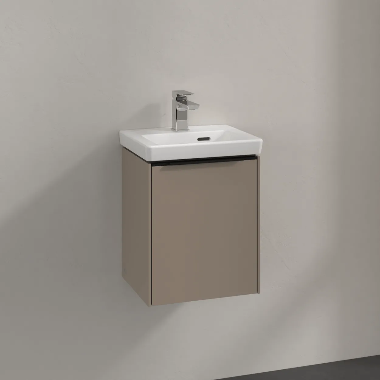V&b subway 3.0 servantskap 35x42 venstre taupe håndtak i volcano black