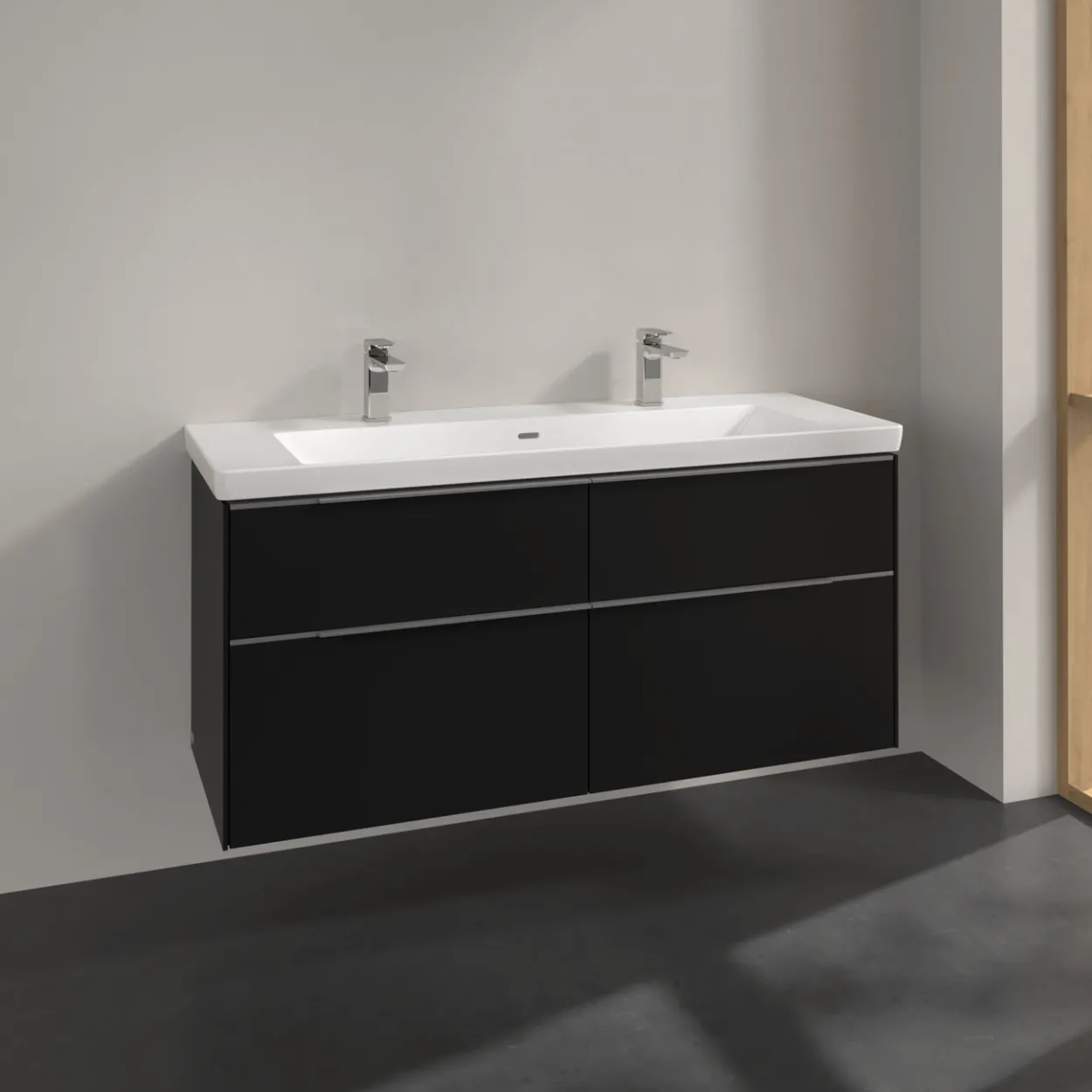 V&b subway 3.0 servantskap 127x57 volcano black håndtak i krom