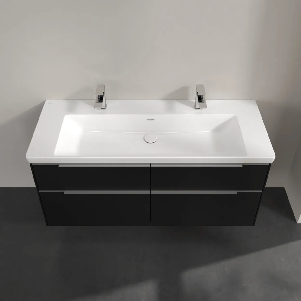 V&b subway 3.0 servantskap 127x57 volcano black håndtak i krom