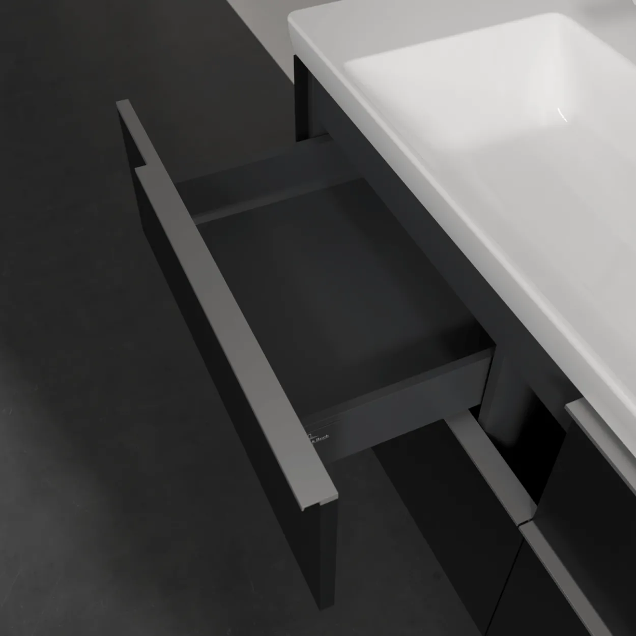 V&b subway 3.0 servantskap 127x57 volcano black håndtak i krom