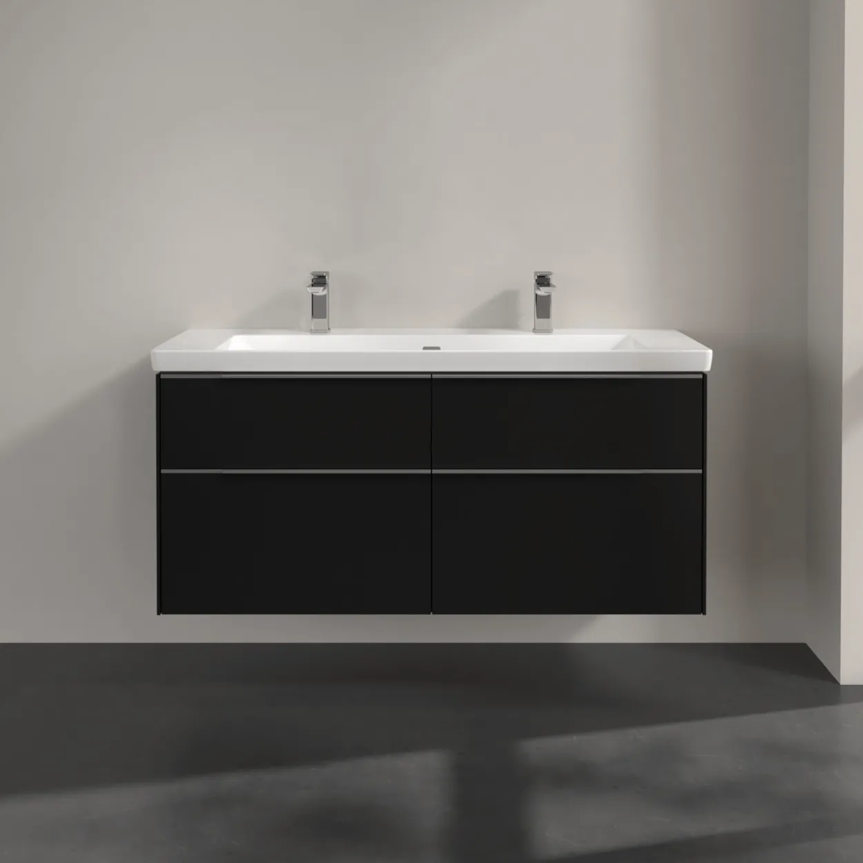 V&b subway 3.0 servantskap 127x57 volcano black håndtak i krom