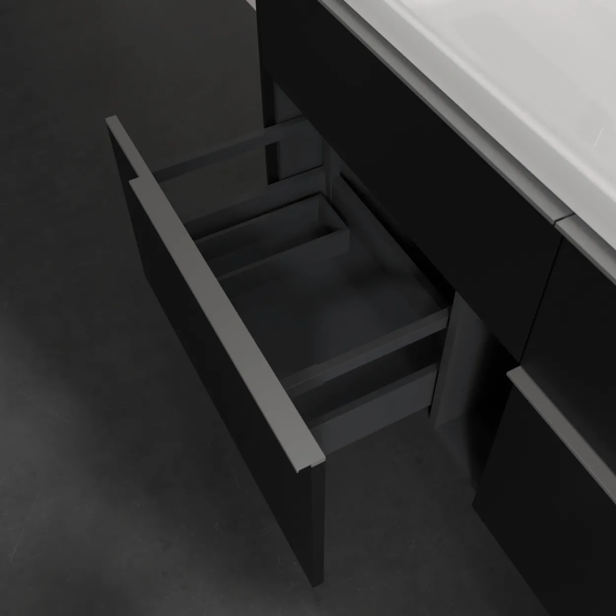 V&b subway 3.0 servantskap 127x57 volcano black håndtak i krom