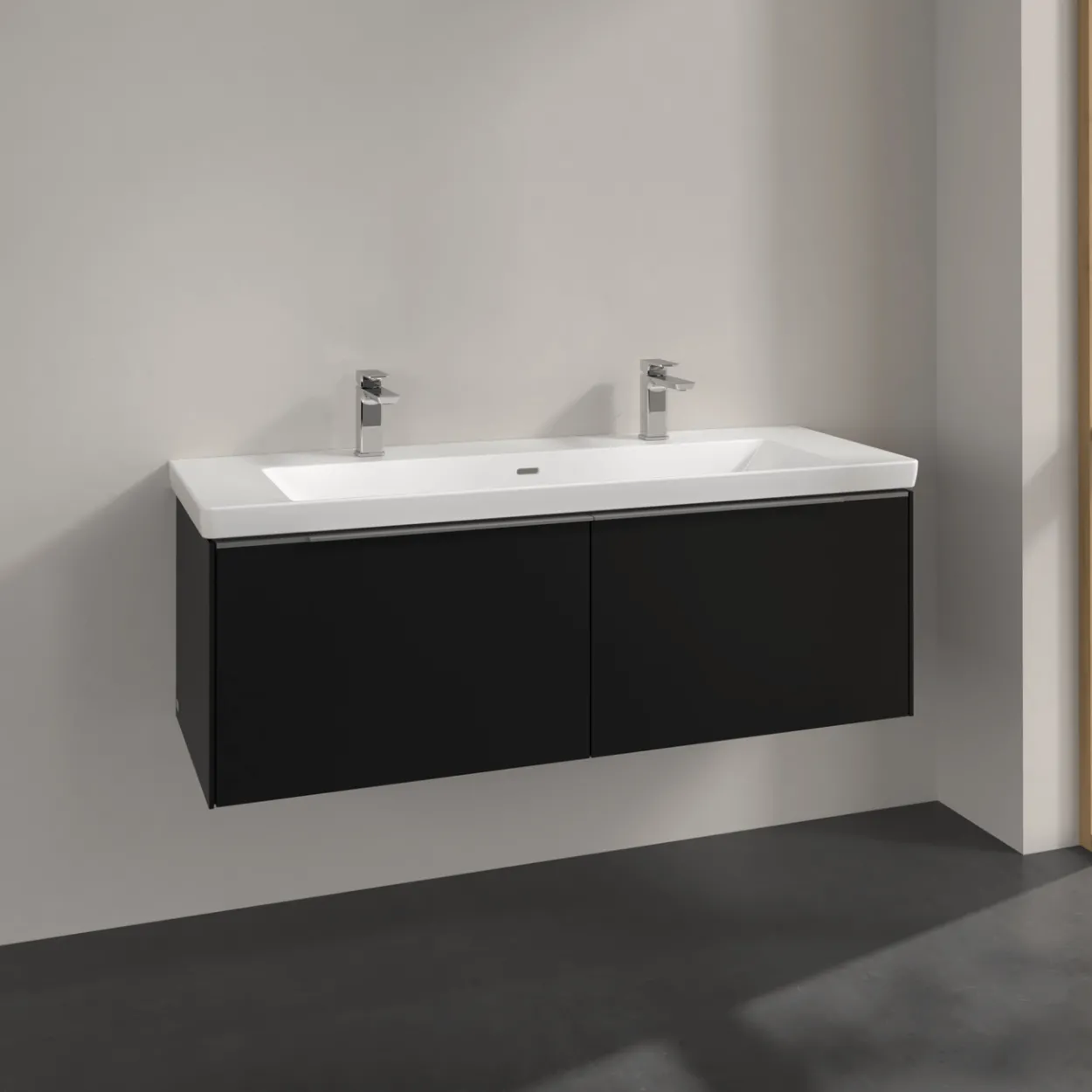 V&b subway 3.0 servantskap 127x42 volcano black håndtak i krom