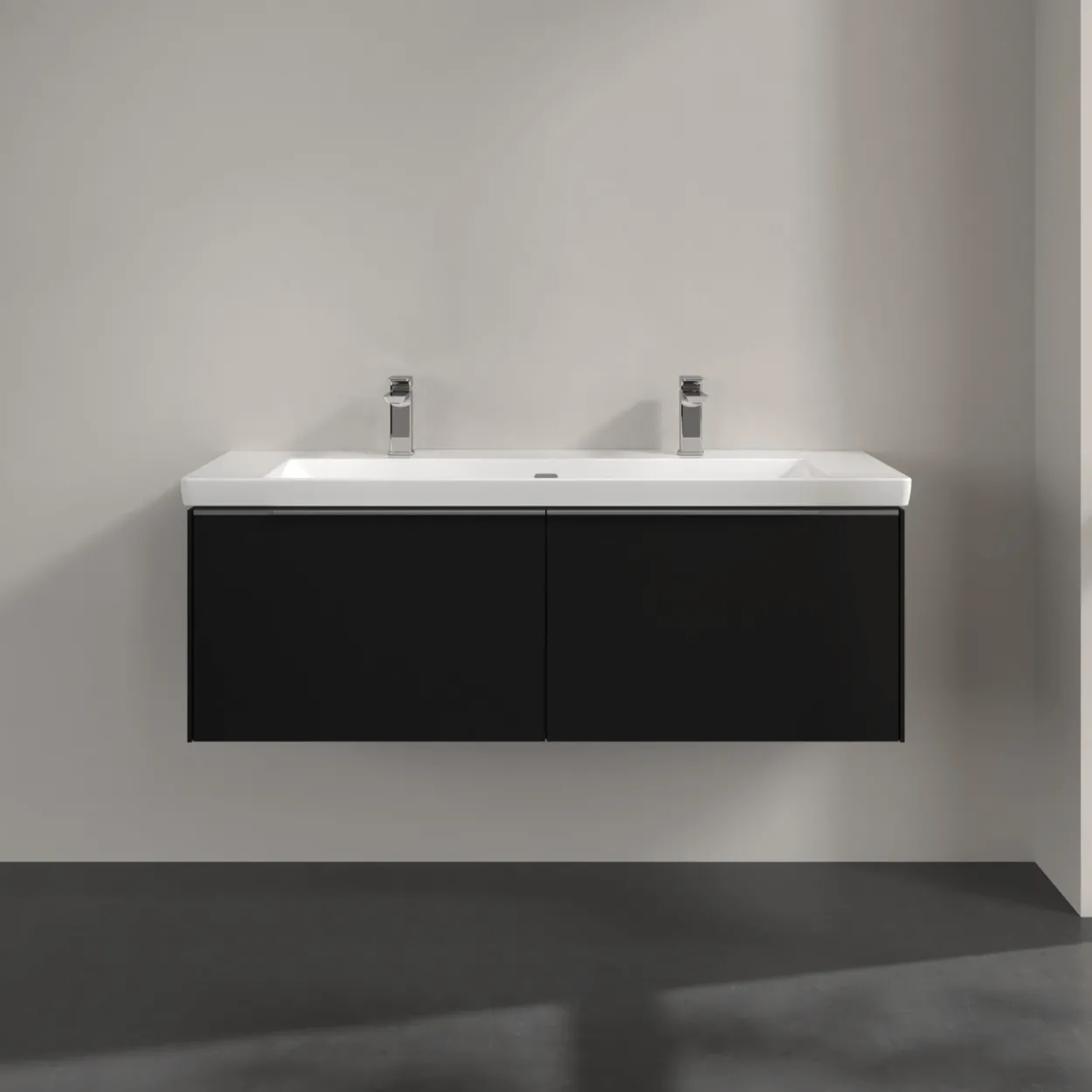 V&b subway 3.0 servantskap 127x42 volcano black håndtak i krom