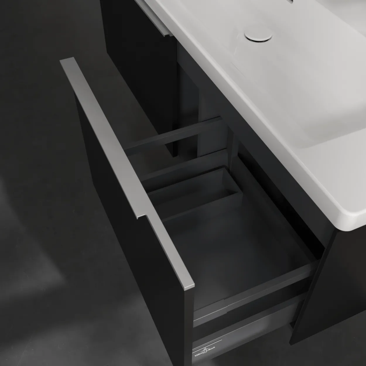 V&b subway 3.0 servantskap 127x42 volcano black håndtak i krom