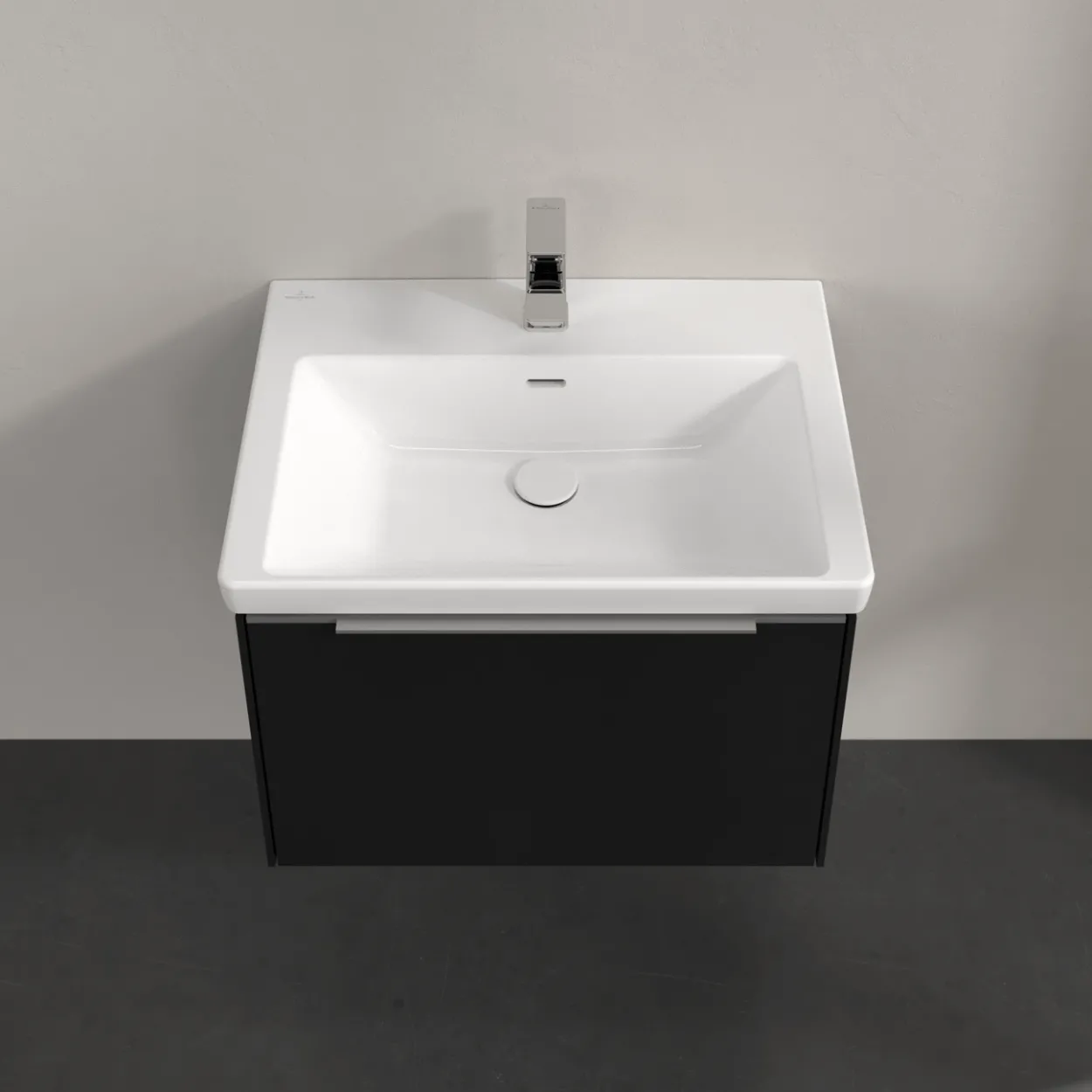 V&b subway 3.0 servantskap 66x42 volcano black håndtak i krom