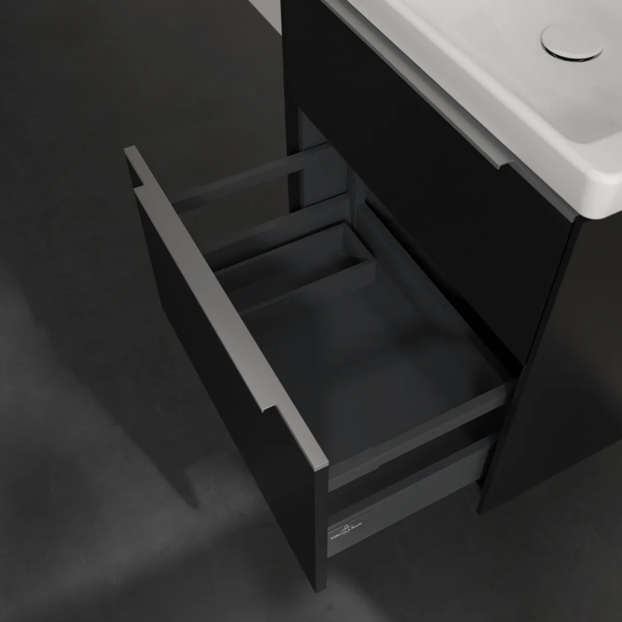 V&b subway 3.0 servantskap 57x47 volcano black håndtak i krom