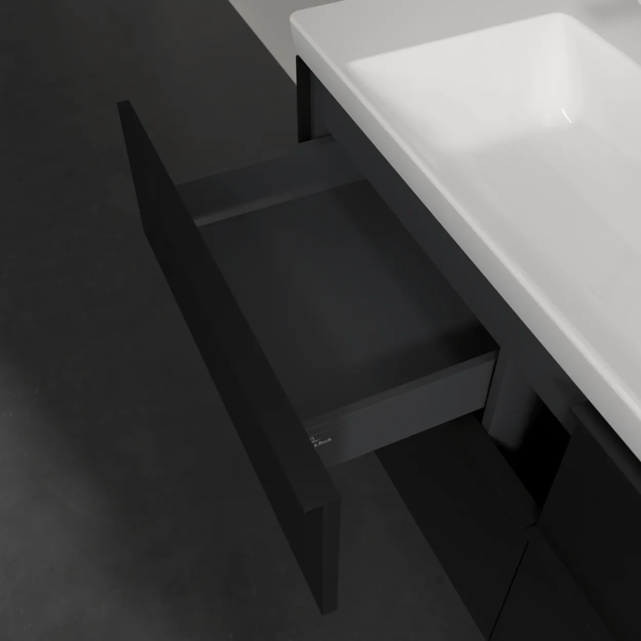 V&b subway 3.0 servantskap 127x57 volcano black håndtak i møbelets farge