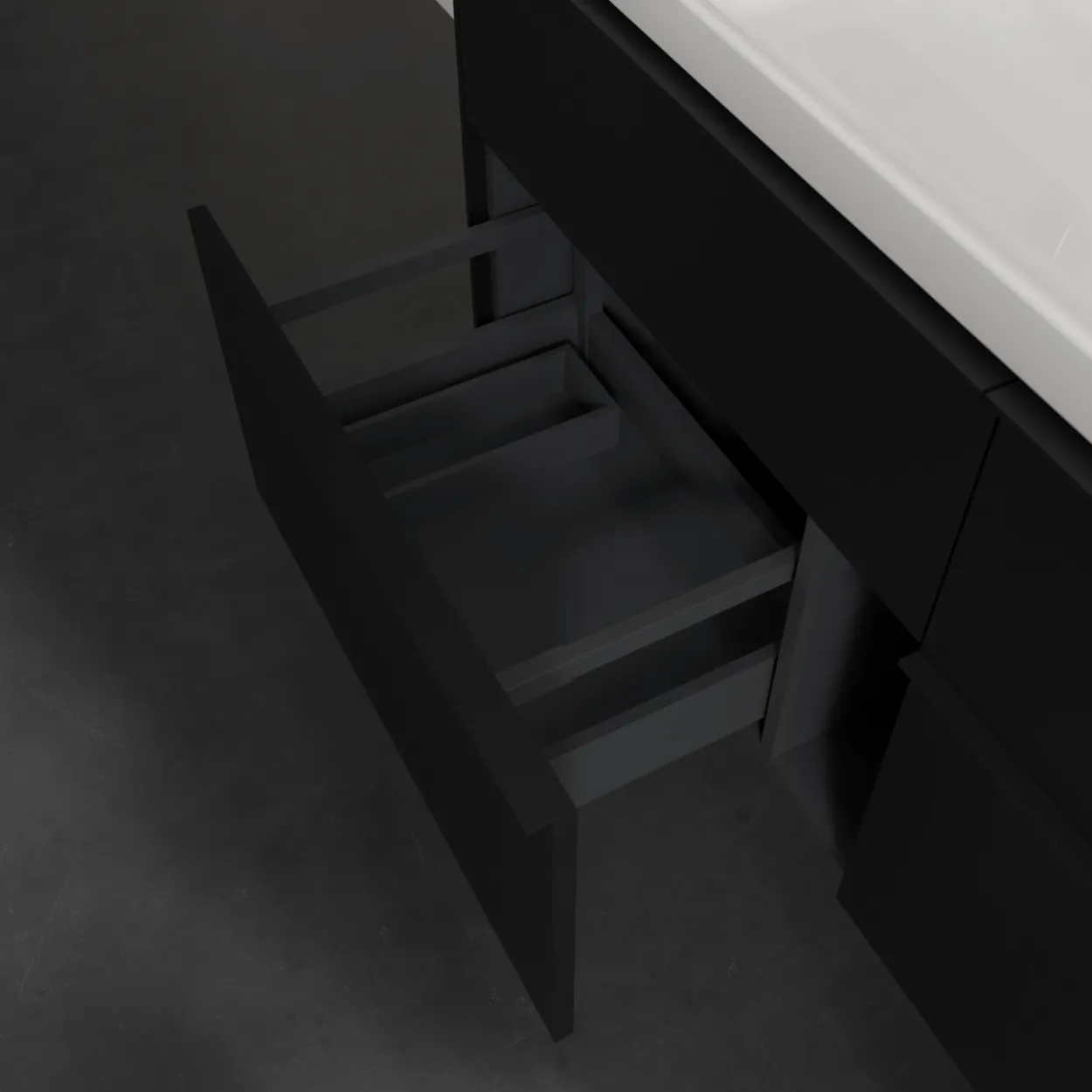 V&b subway 3.0 servantskap 127x57 volcano black håndtak i møbelets farge