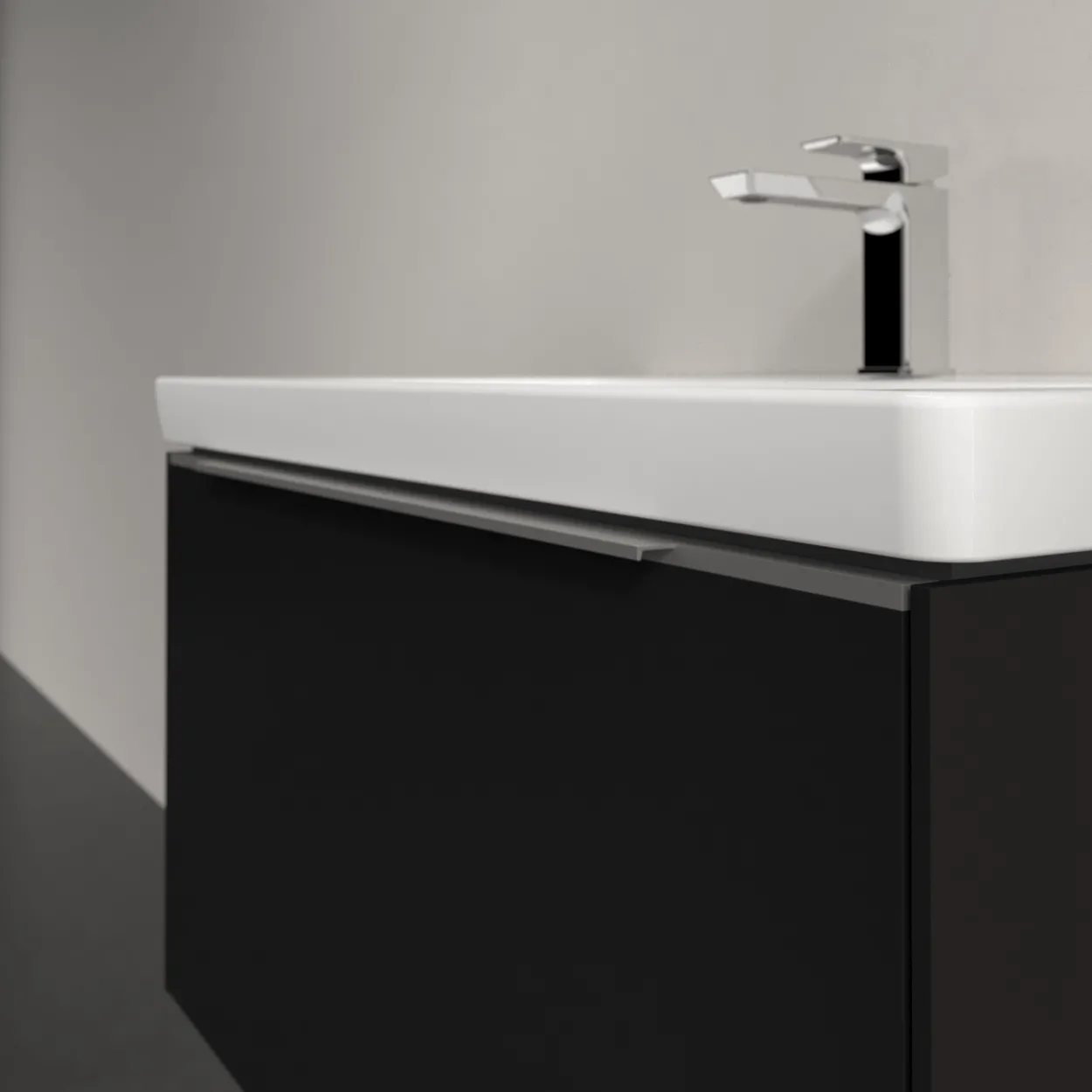 V&b subway 3.0 servantskap 77x42 volcano black m/lys håndtak i krom
