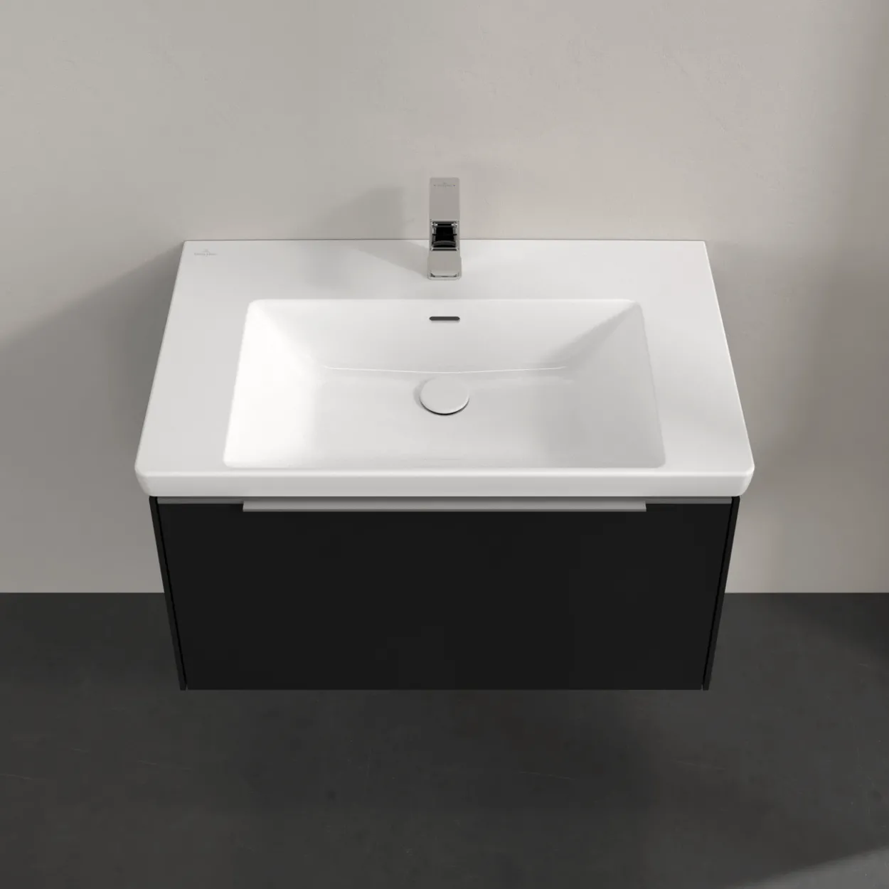 V&b subway 3.0 servantskap 77x42 volcano black m/lys håndtak i krom
