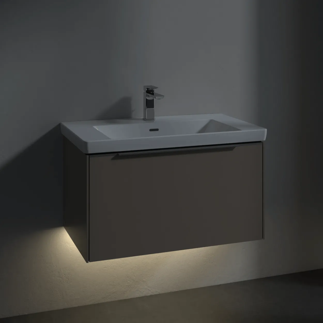 V&b subway 3.0 servantskap 77x42 volcano black m/lys håndtak i krom