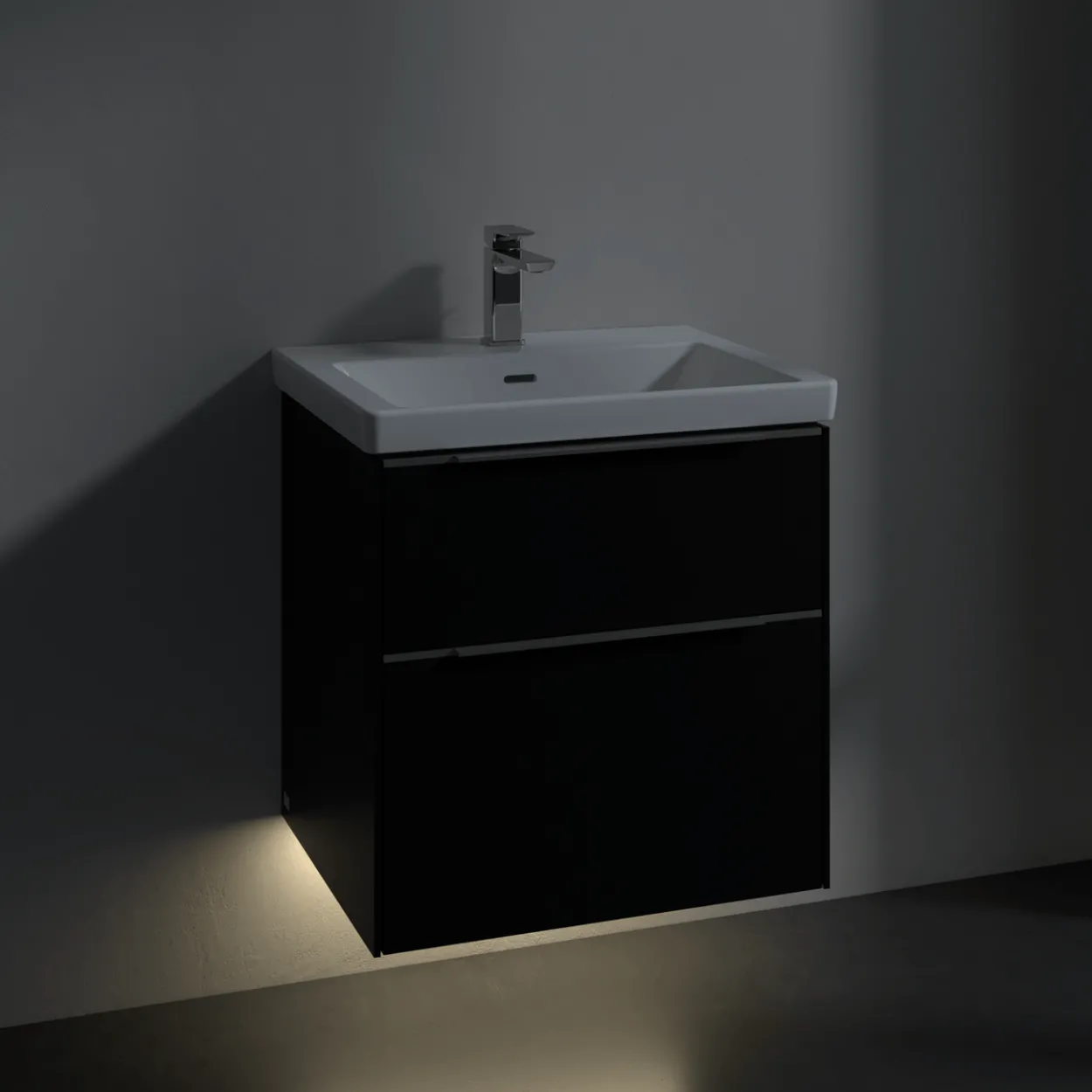 V&b subway 3.0 servantskap 57x47 volcano black m/lys håndtak i krom