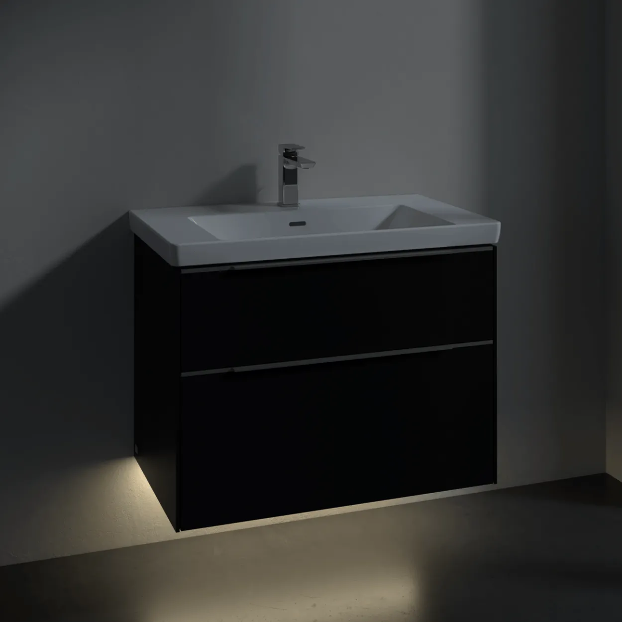 V&b subway 3.0 servantskap 77x57 volcano black m/lys håndtak i krom