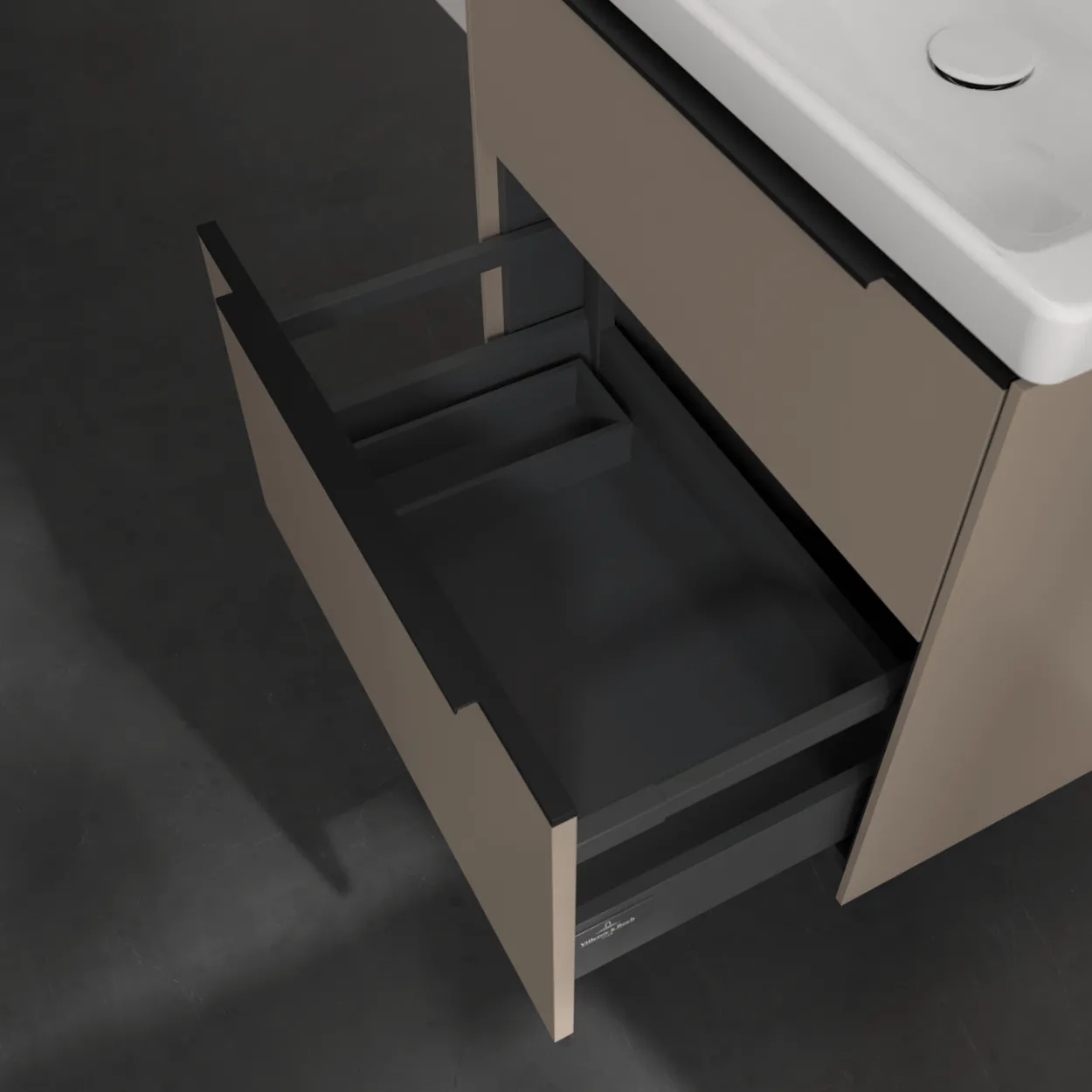 V&b subway 3.0 servantskap 62x57 volcano black m/lys håndtak i møbelets farge