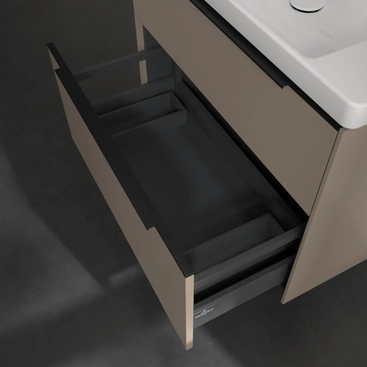 V&b subway 3.0 servantskap 77x57 volcano black m/lys håndtak i møbelets farge