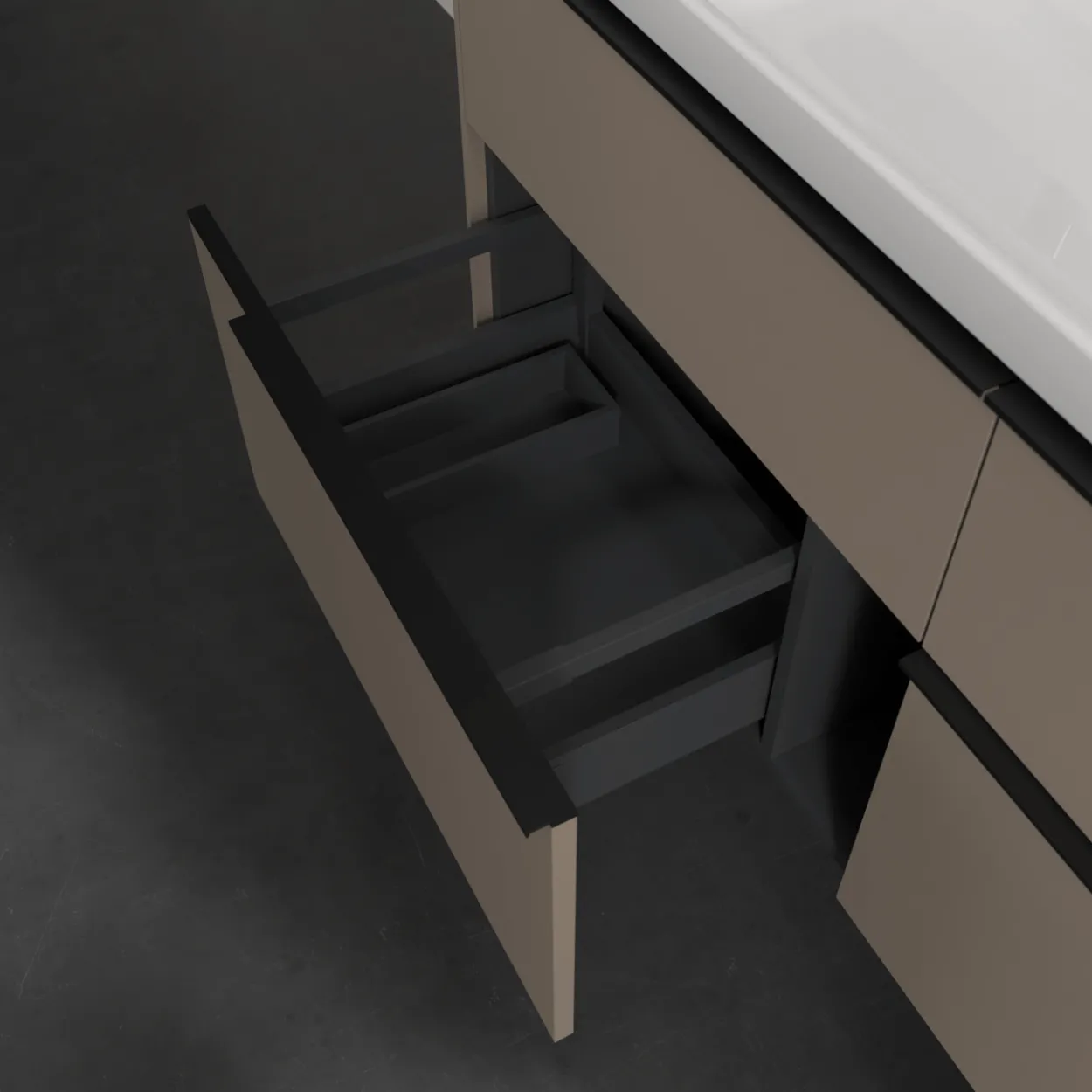 V&b subway 3.0 servantskap 127x57 volcano black m/lys håndtak i møbelets farge