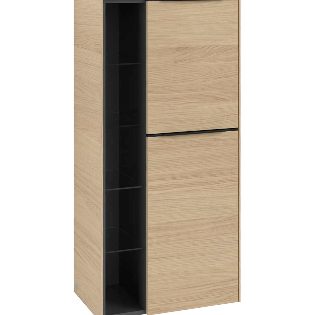 V&b subway 3.0 sideskap 57x120 høyre nordic oak håndtak i volcano black