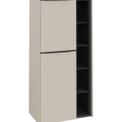 V&b subway 3.0 sideskap 57x120 venstre cashmere grey håndtak i volcano black