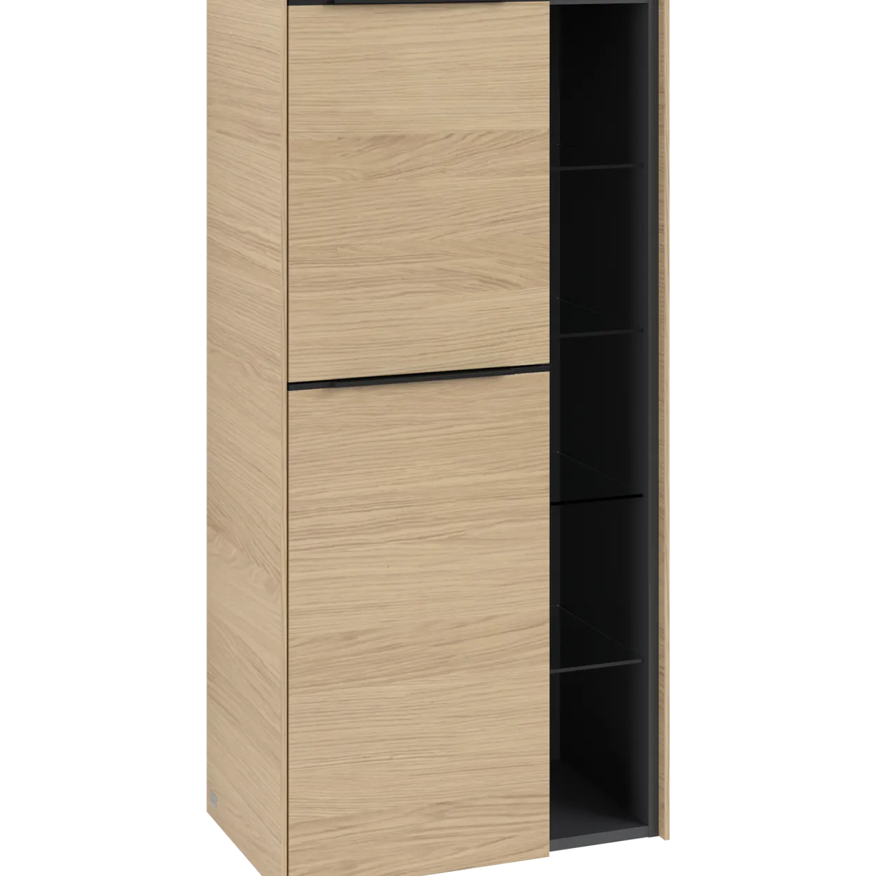 V&b subway 3.0 sideskap 57x120 venstre nordic oak håndtak i volcano black