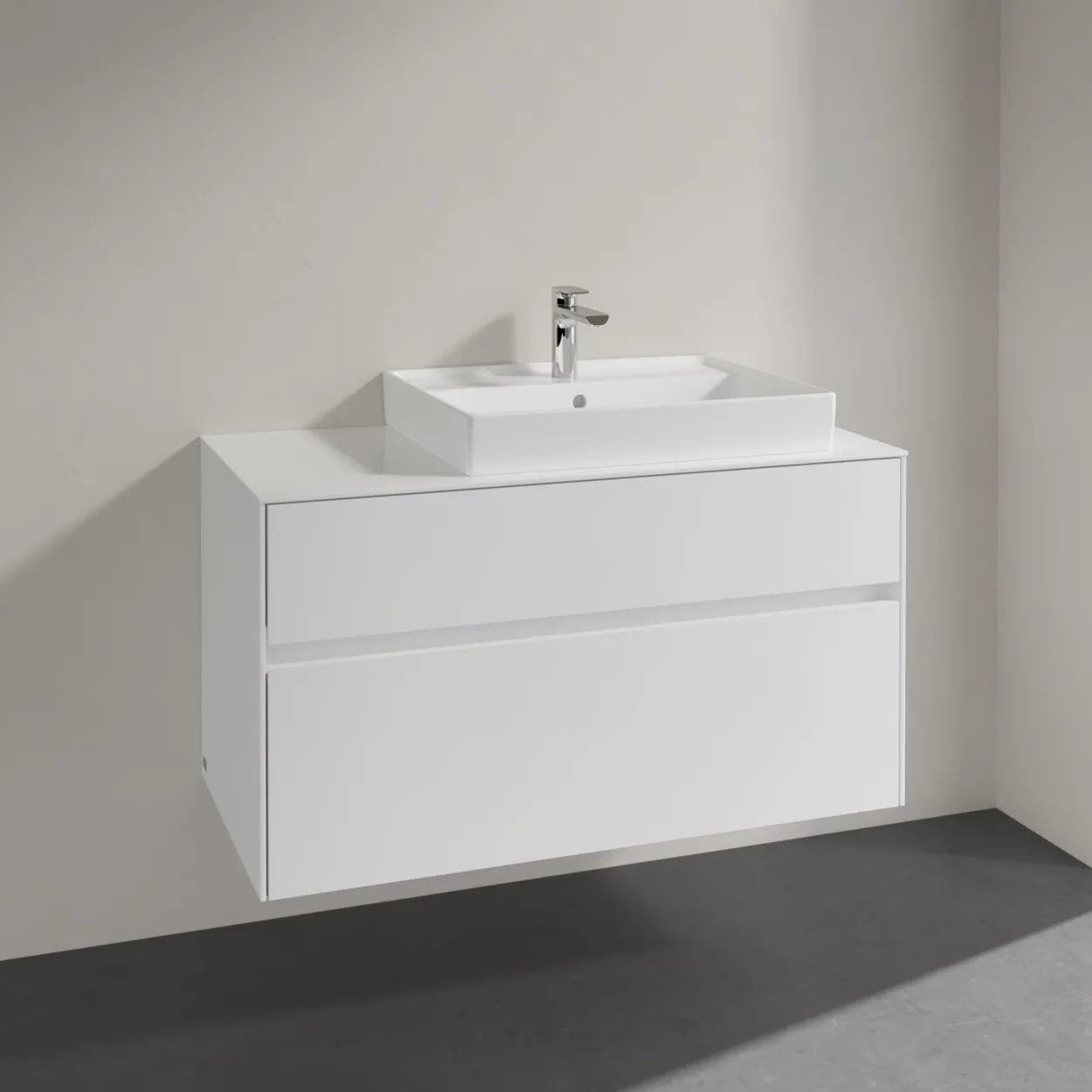 Villeroy & boch collaro servantskap 100 for servant høyre 60 cm m/2 skuffer hvit høyglans
