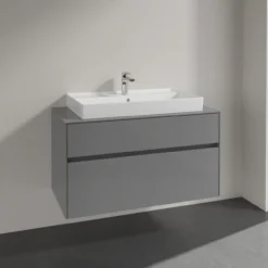 Villeroy & boch collaro servantskap 100 for servant midt 80 cm m/2 skuffer grå høyglans