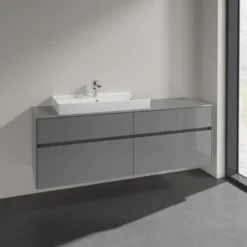 Villeroy & boch collaro servantskap 160 for servant venstre 80 cm, 4 skuffer grå høyglans