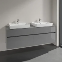 Villeroy & boch collaro servantskap 160 for 2stk servant 60 cm m/4 skuffer grå høyglans
