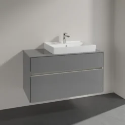 Villeroy & boch collaro servantskap 100 m/lys for servant høyre 60 cm m/2 skuffer grå høyglans