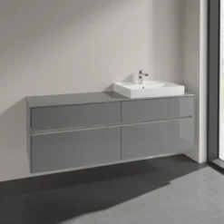 Villeroy & boch collaro servantskap 160 m/lys for servant høyre 60 cm m/4 skuffer grå høyglans