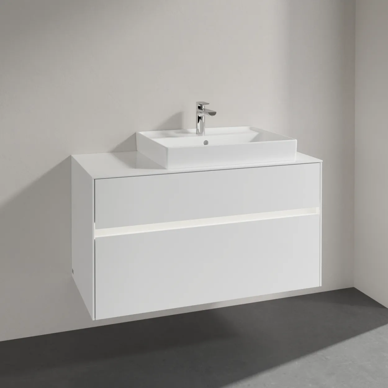 Villeroy & boch collaro servantskap 100 m/lys for servant høyre 60 cm m/2 skuffer hvit høyglans