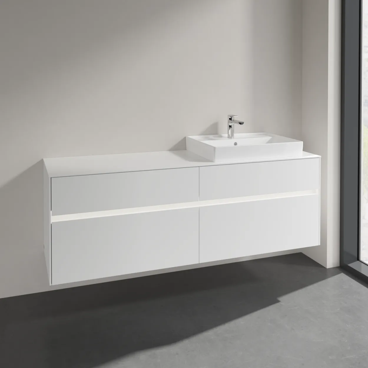 Villeroy & boch collaro servantskap 160 m/lys for servant høyre 60 cm m/4 skuffer hvit matt