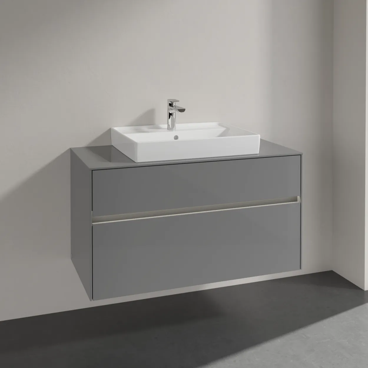 Villeroy & boch collaro servantskap 100 m/lys for servant midt 60 cm m/2 skuffer grå høyglans