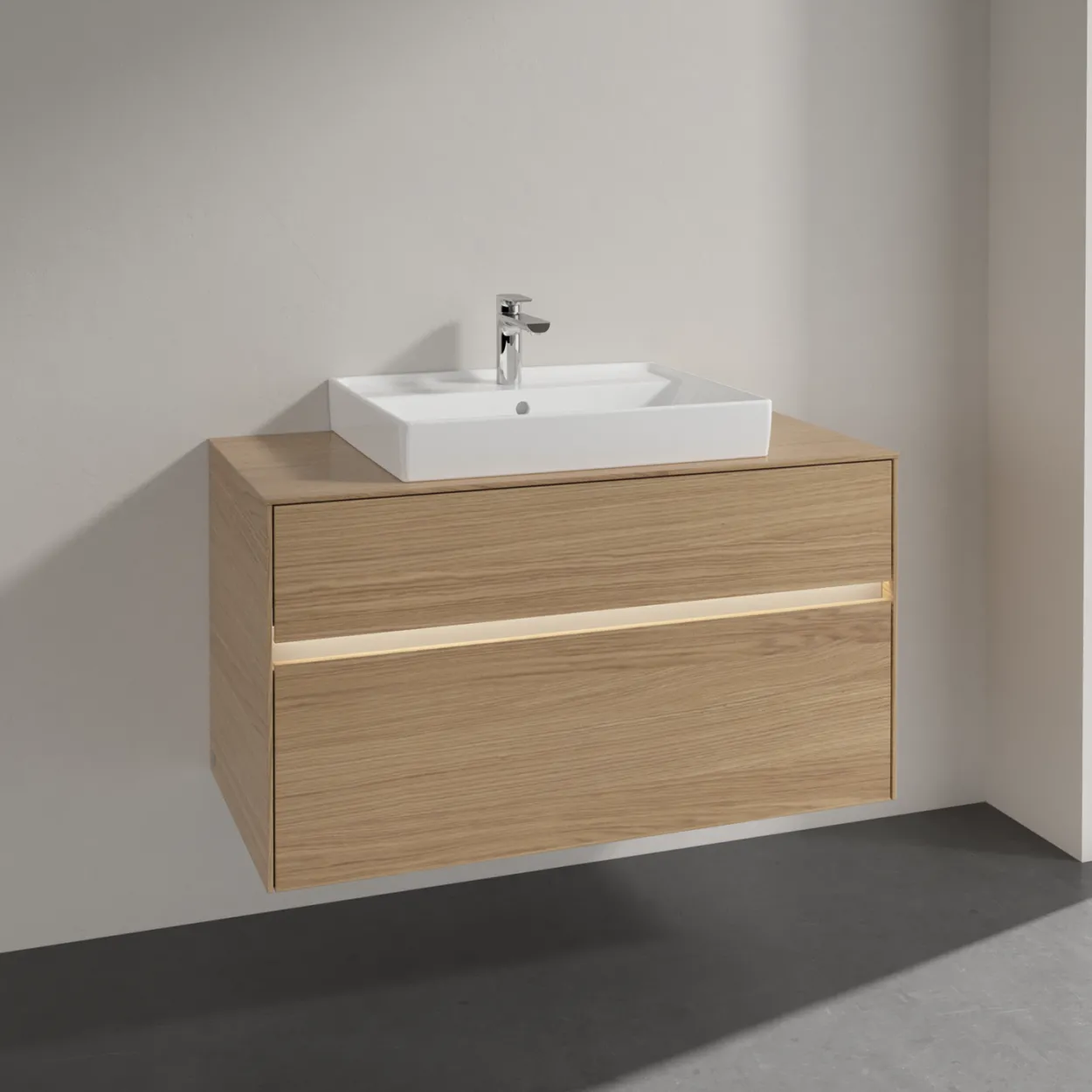 Villeroy & boch collaro servantskap 100 m/lys for servant midt 60 cm m/2 skuffer nordisk eik