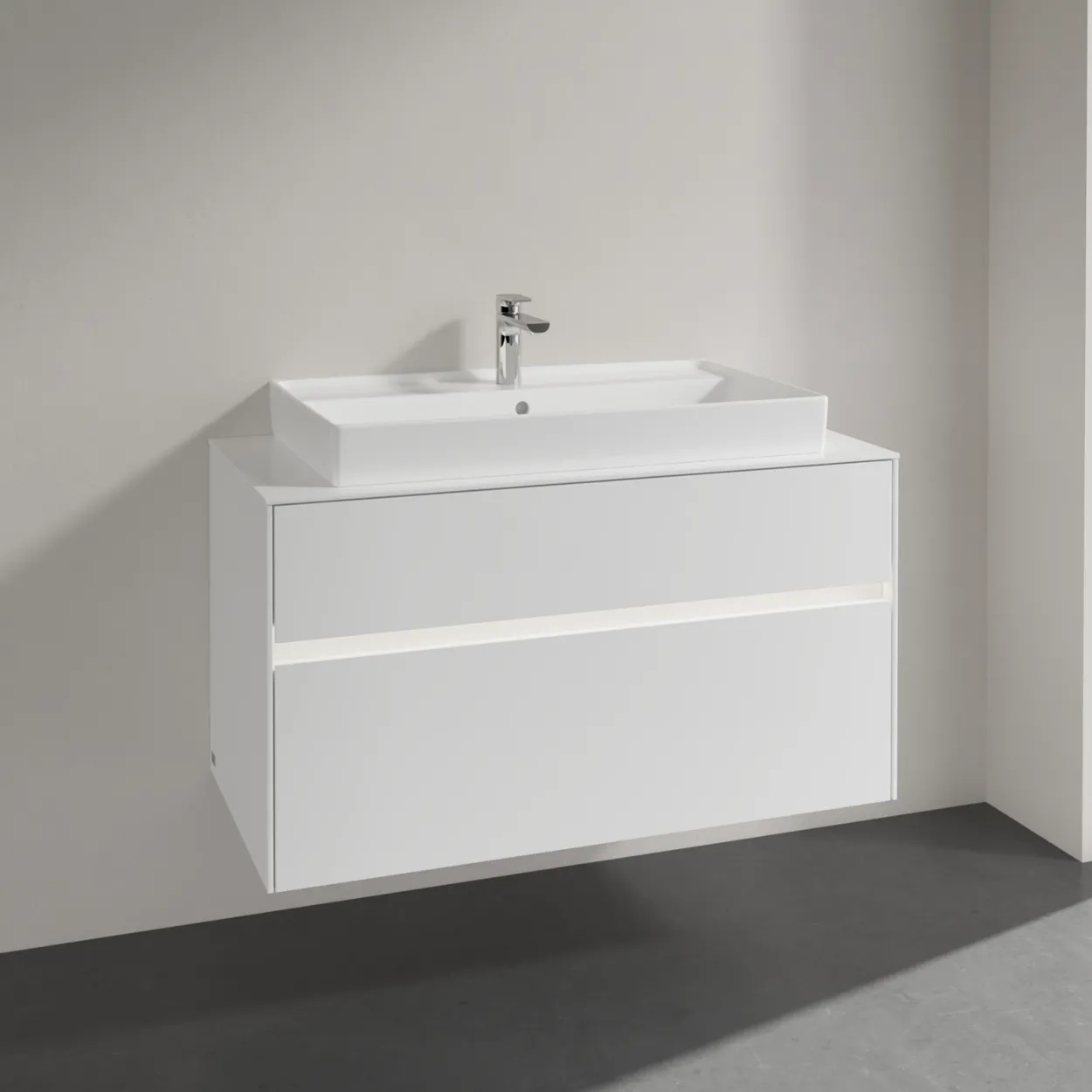 Villeroy & boch collaro servantskap 100 m/lys for servant midt 80 cm m/2 skuffer hvit høyglans