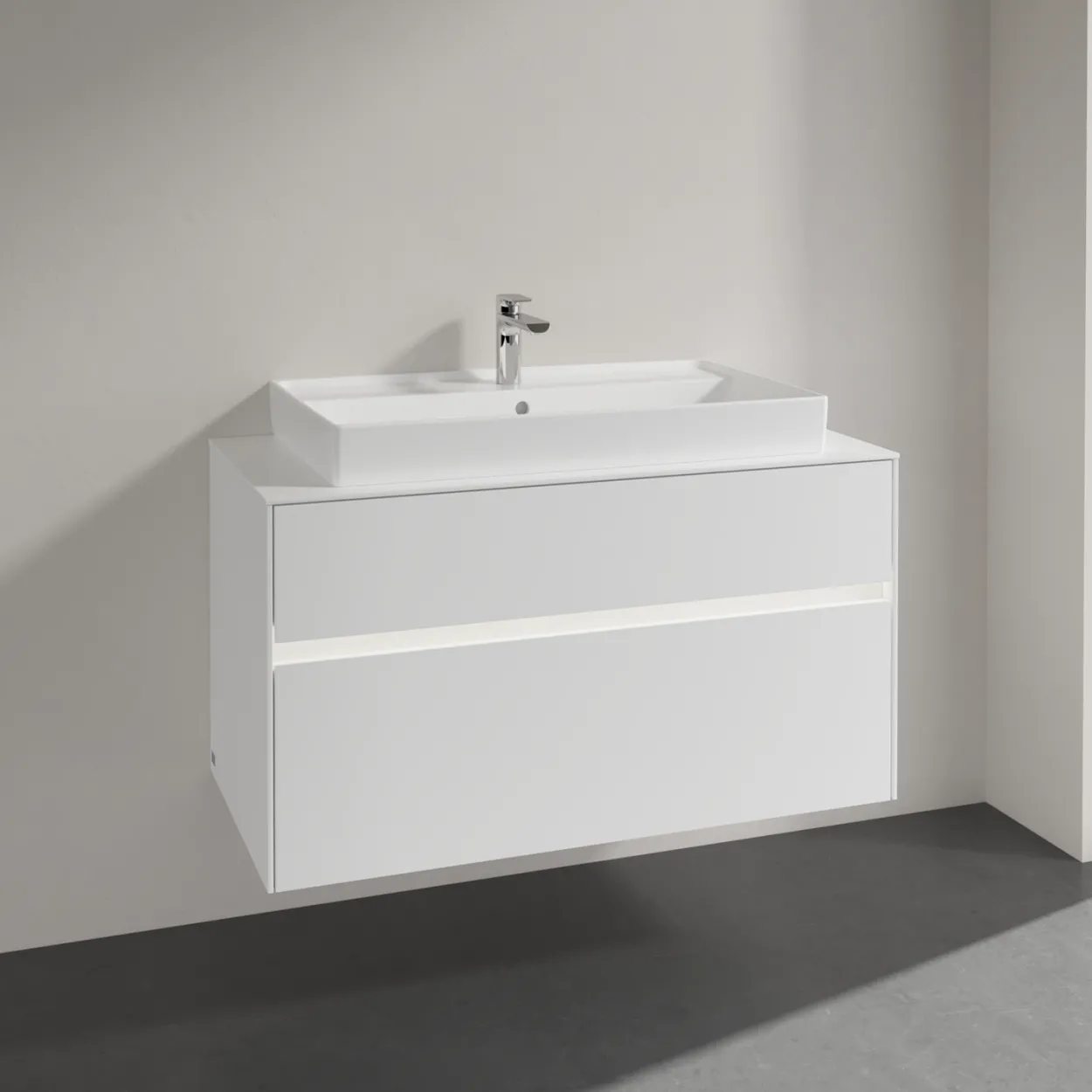 Villeroy & boch collaro servantskap 100 m/lys for servant midt 80 cm m/2 skuffer hvit matt