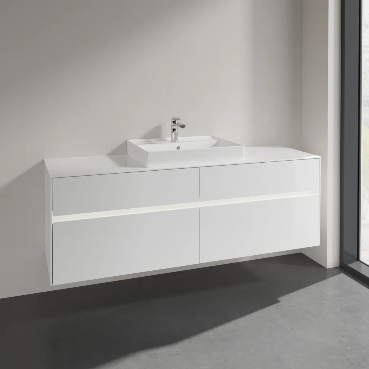 Villeroy & boch collaro servantskap 160 m/lys for servant midt 60 cm m/4 skuffer hvit høyglans
