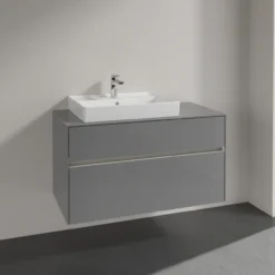 Villeroy & boch collaro servantskap 100 m/lys for servant venstre 60 cm m/2 skuffer grå høyglans