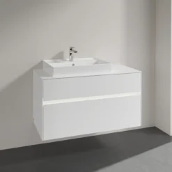 Villeroy & boch collaro servantskap 100 m/lys for servant venstre 60 cm m/2 skuffer hvit matt