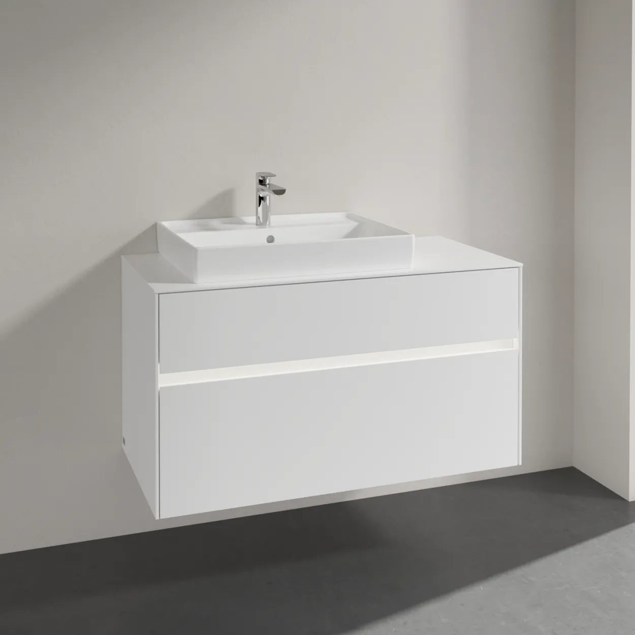 Villeroy & boch collaro servantskap 100 m/lys for servant venstre 60 cm m/2 skuffer hvit matt