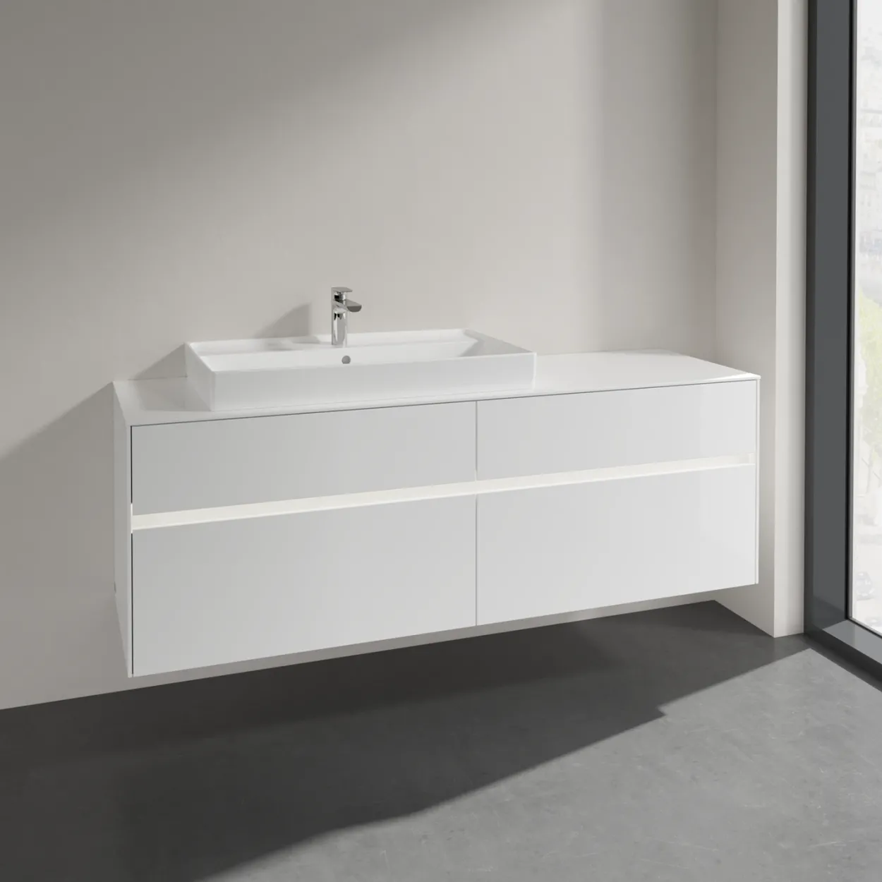 Villeroy & boch collaro servantskap 160 m/lys for servant venstre 80 cm 4 skuffer hvit høyglans
