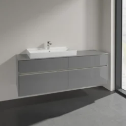 Villeroy & boch collaro servantskap 160 m/lys for servant venstre 80 cm 4 skuffer grå høyglans