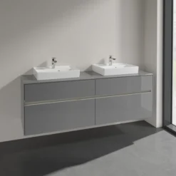 Villeroy & boch collaro servantskap 160 m/lys for 2stk servant 50 cm m/4 skuffer grå høyglans