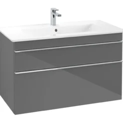Villeroy & boch venticello servantskap grå høyglans m/2 skuffer, 953 x 590 x 477 mm