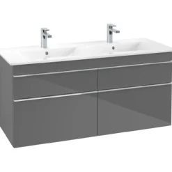 Villeroy & boch venticello servantskap grå høyglans m/4 skuffer, 1253 x 590 x 477 mm