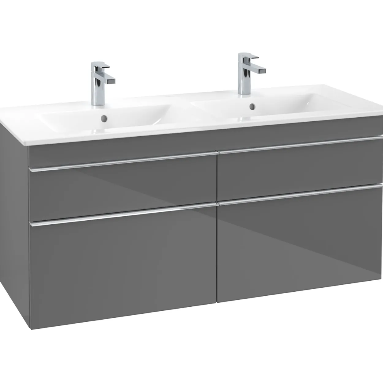 Villeroy & boch venticello servantskap grå høyglans m/4 skuffer, 1253 x 590 x 477 mm