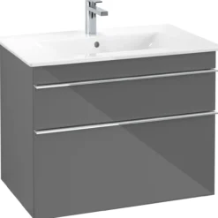 Villeroy & boch venticello servantskap grå høyglans m/2 skuffer, 753 x 590 x 477 mm